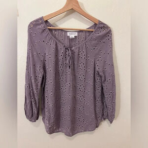 Velvet by graham spencer‎ lavender eyelet top